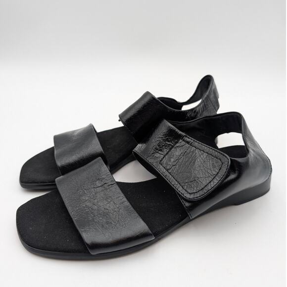 Munro Nissa Ankle Strap Sandal Women's Black Calf Leather Size US10M EU41 - Picture 1 of 11